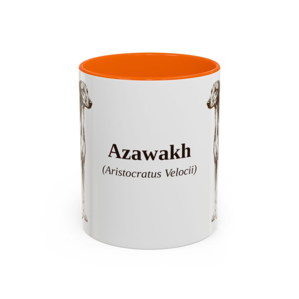 11oz Azawakh Latin Mug, Orange, front view