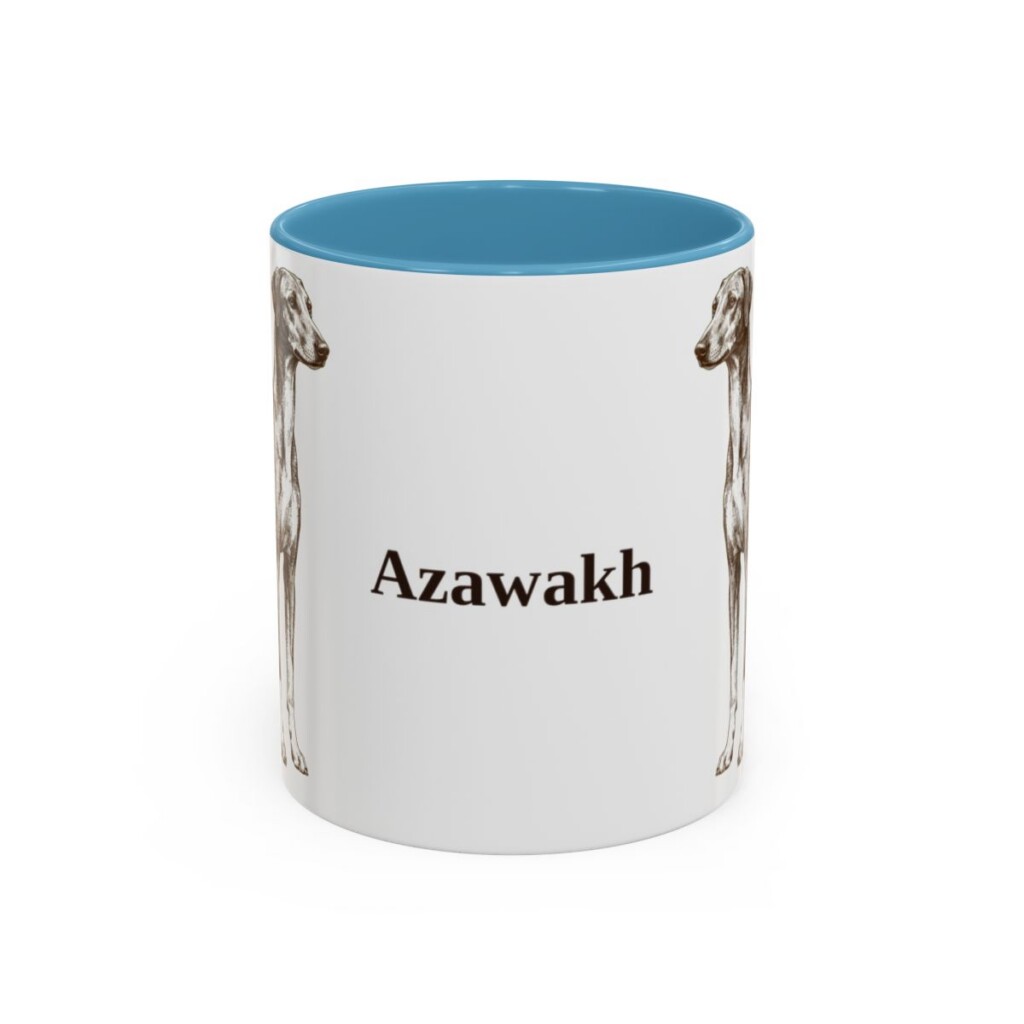 11oz Azawakh Mug, Light Blue, front view