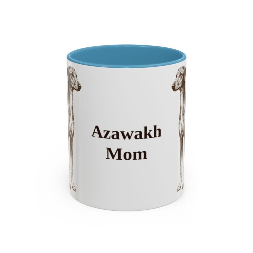 11oz Azawakh Dog Mom Mug, Light Blue, front view