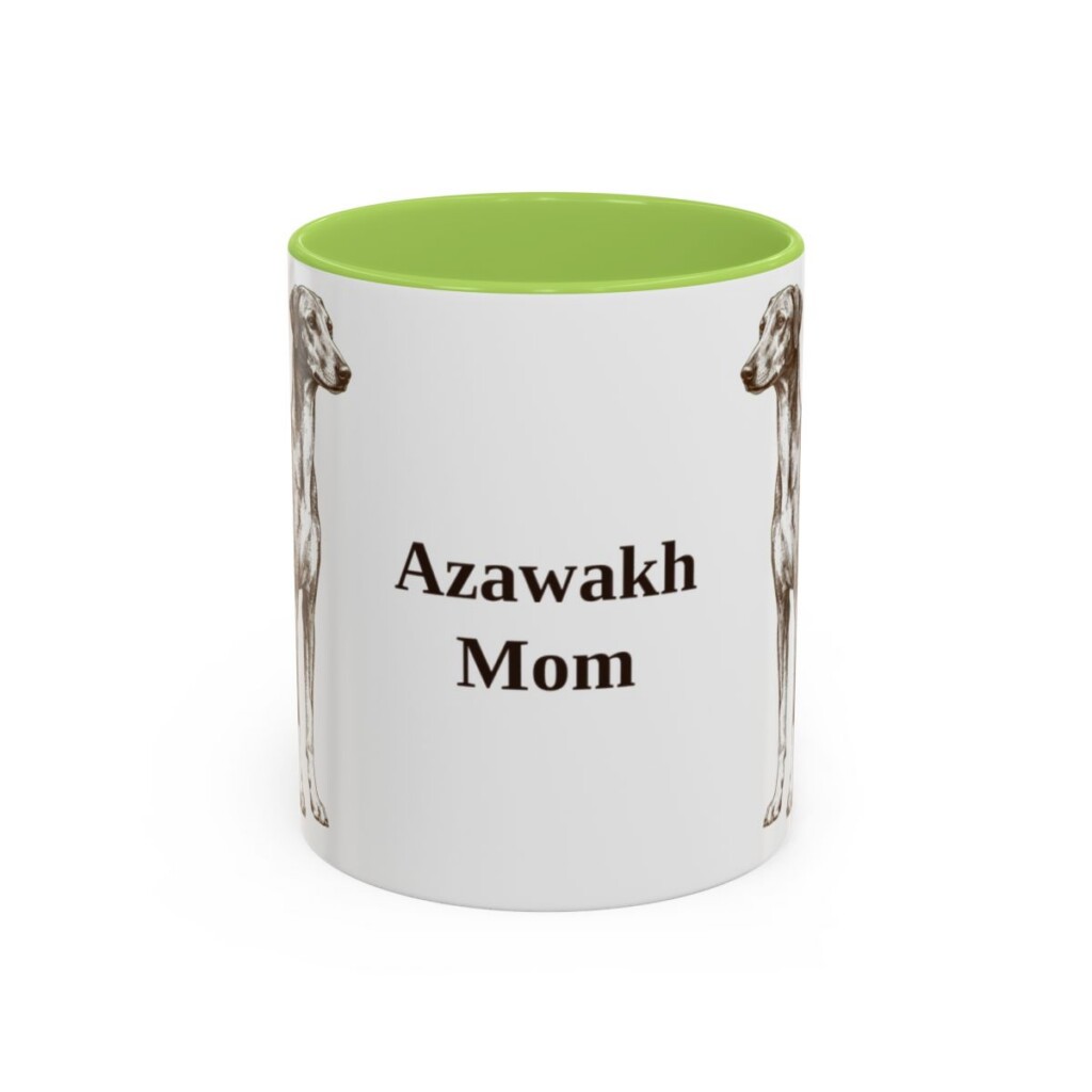 11oz Azawakh Dog Mom Mug, Light Green, front view