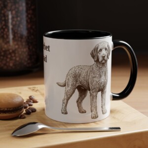 11oz Barbet Dog Dad Mug, Black, lifestyle photo