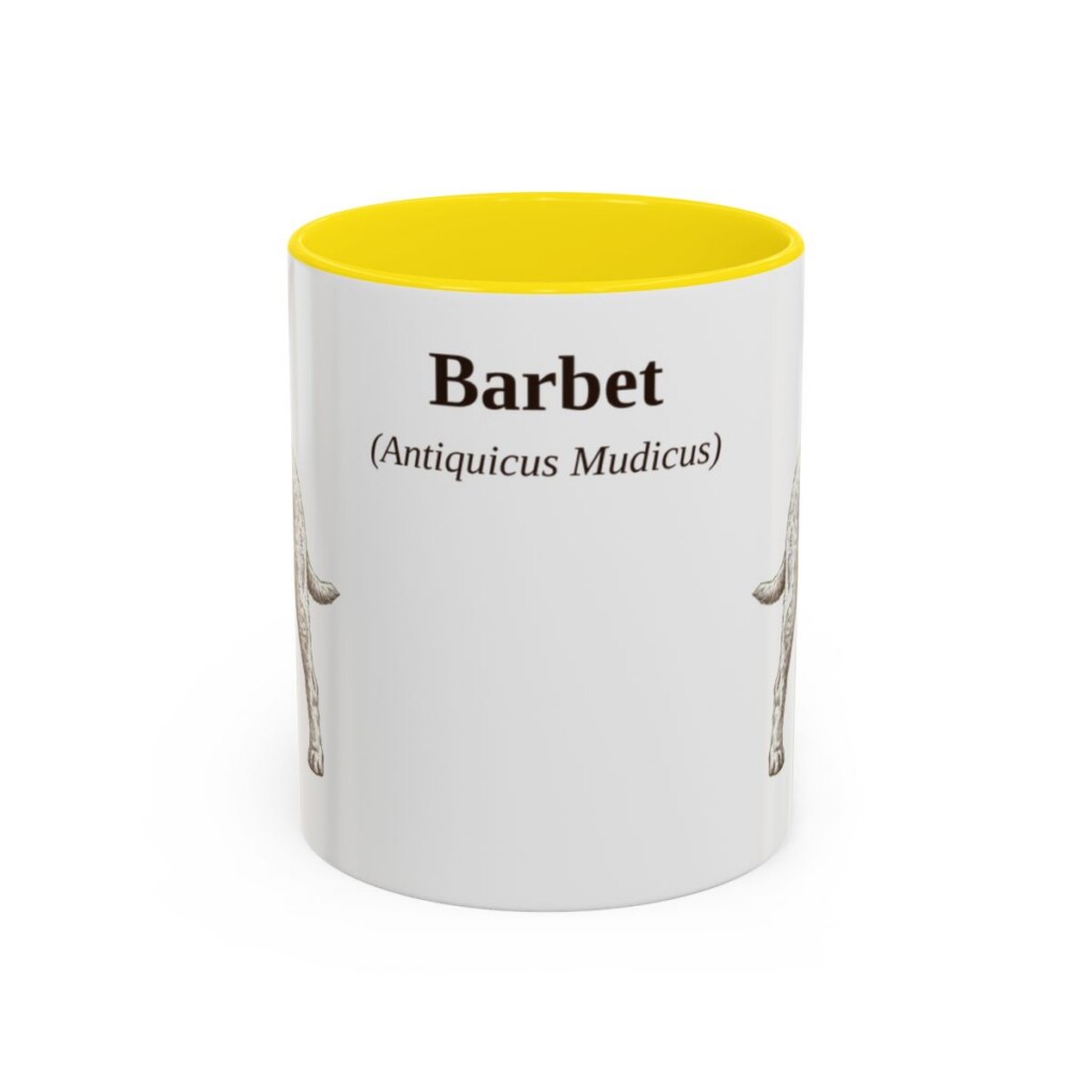 11oz Barbet Latin Mug, Yellow, front view