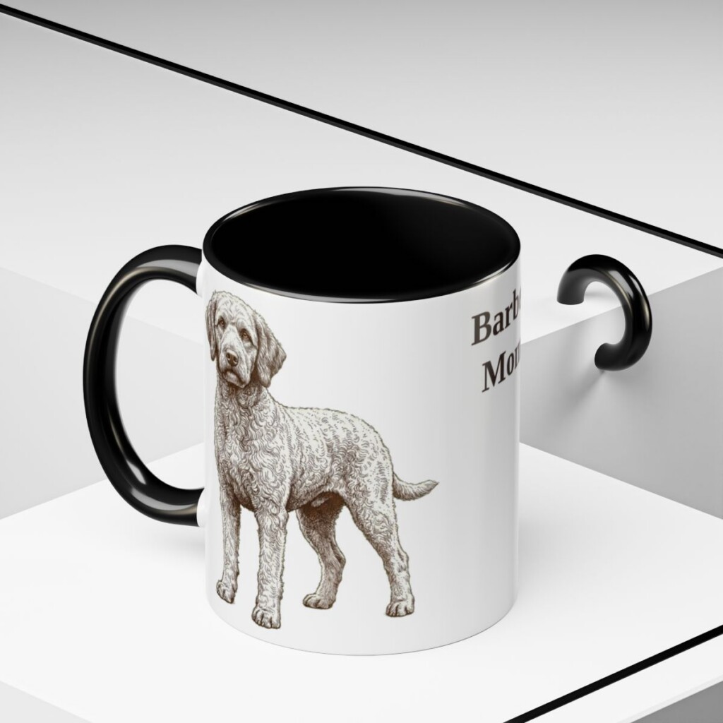 11oz Barbet Dog Mom Mug, Black, lifestyle photo
