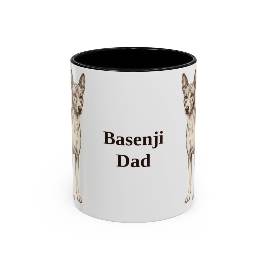 11oz Basenji Dog Dad Mug, Black, front view