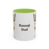 11oz Basenji Dog Dad Mug, Light Green, front view