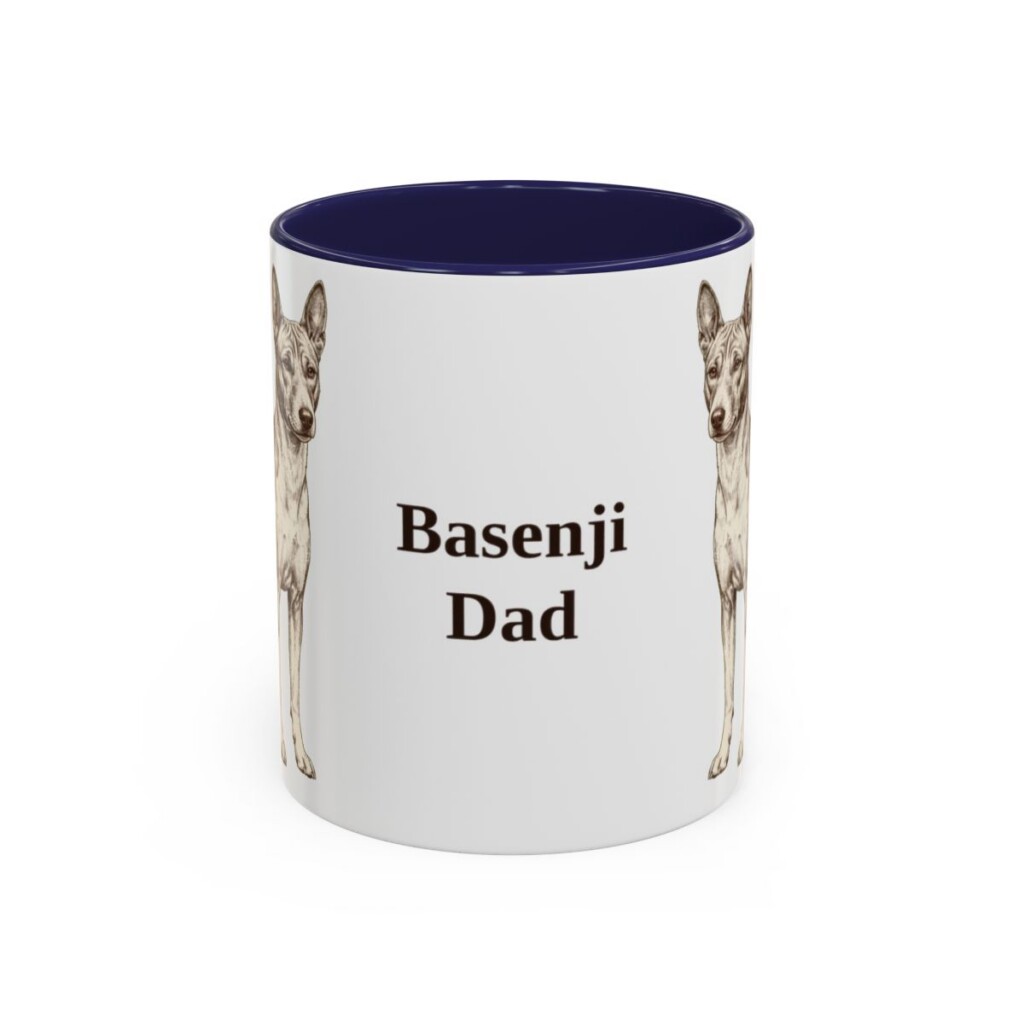 11oz Basenji Dog Dad Mug, Navy, front view