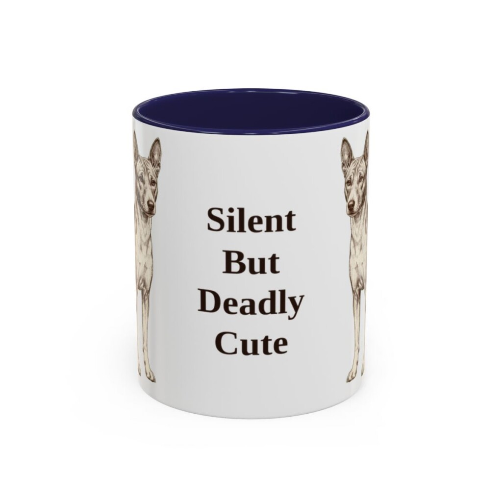 11oz-basenji-mug-humor-navy 11oz Funny Basenji Mug, Navy, front view