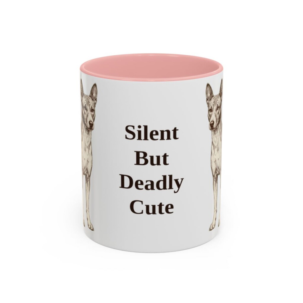 11oz-basenji-mug-humor-pink 11oz Funny Basenji Mug, Pink, front view