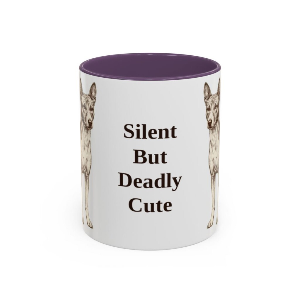 11oz-basenji-mug-humor-purple 11oz Funny Basenji Mug, Purple, front view