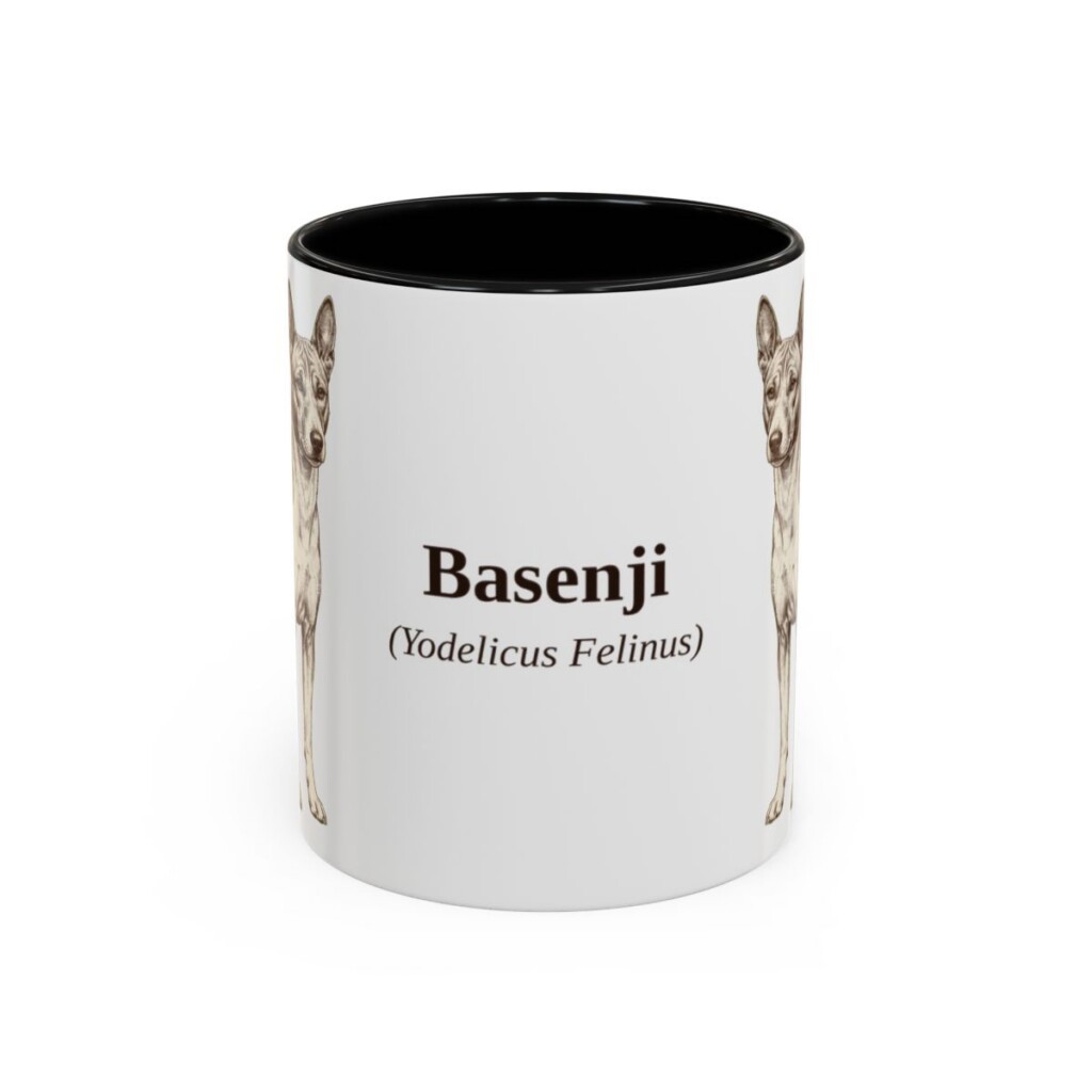 11oz Basenji Latin Mug, Black, front view