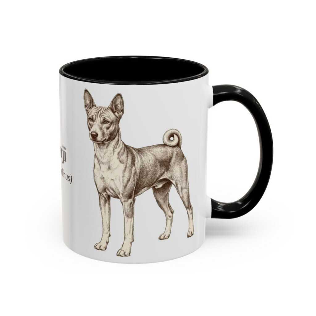 11oz Basenji Latin Mug, Black, right side view