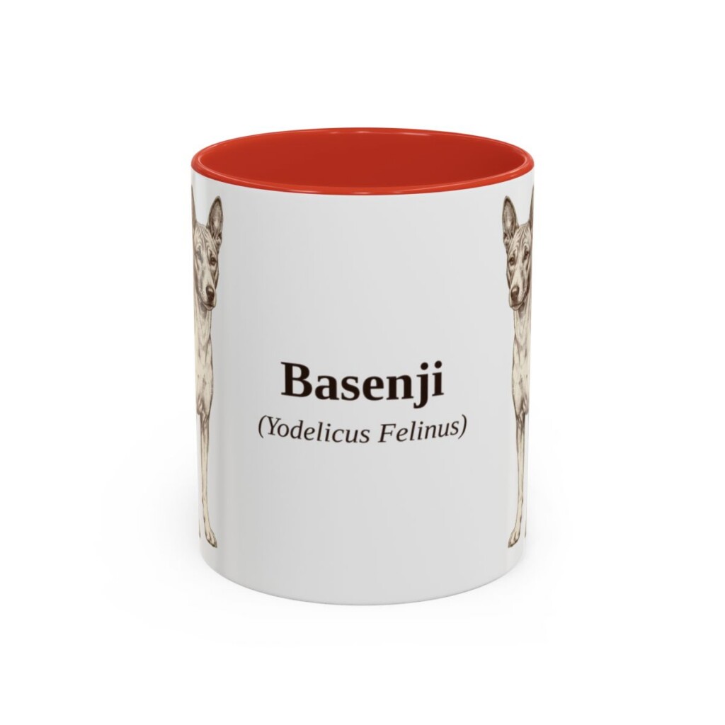 11oz Basenji Latin Mug, Red, front view