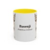 11oz Basenji Latin Mug, Yellow, front view
