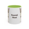 11oz Basenji Dog Mom Mug, Light Green, front view