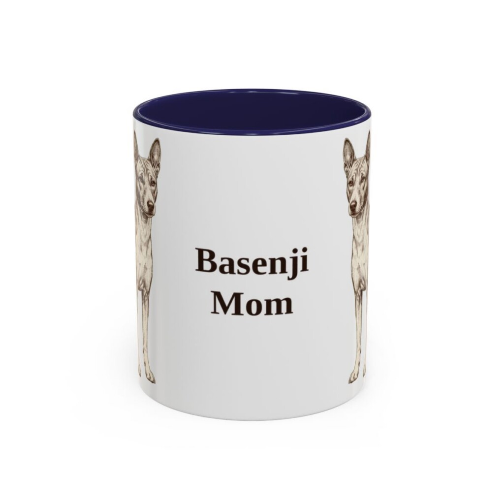 11oz Basenji Dog Mom Mug, Navy, front view