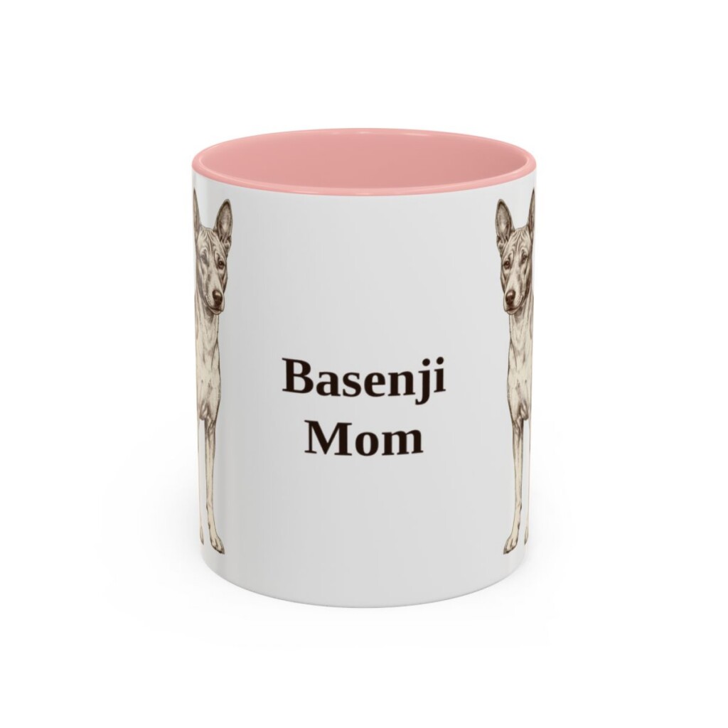 11oz Basenji Dog Mom Mug, Pink, front view