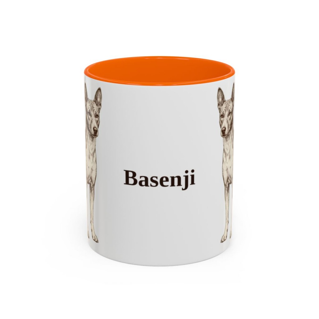 11oz Basenji Mug, Orange, front view