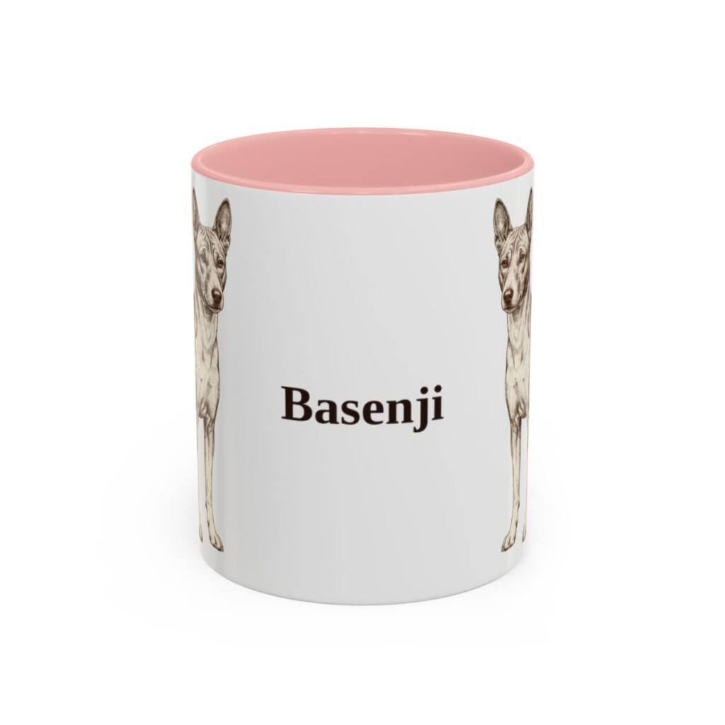 11oz Basenji Mug, Pink, front view