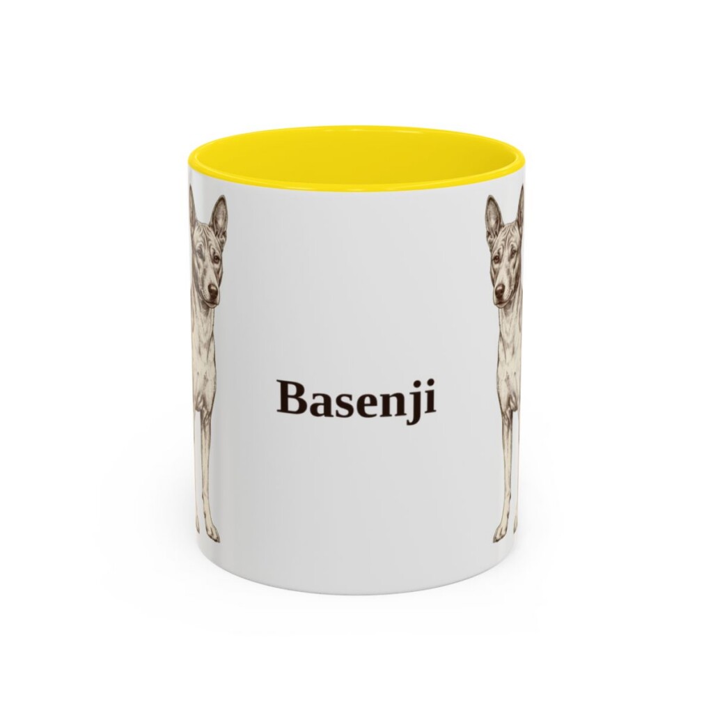 11oz Basenji Mug, Yellow, front view