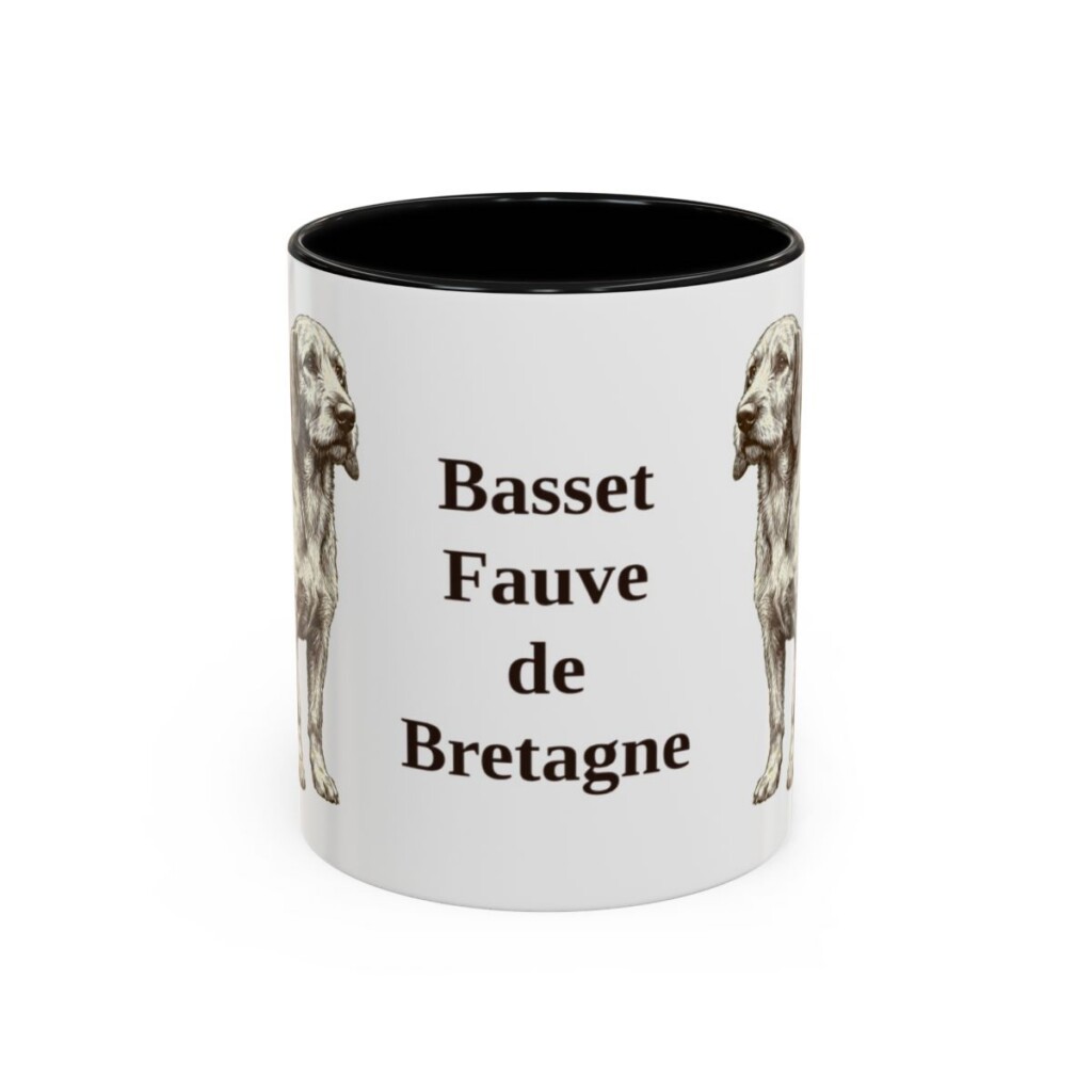 11oz-basset-fauve-de-bretagne-mug-black-front 11oz Basset Fauve de Bretagne Mug, Black, front view