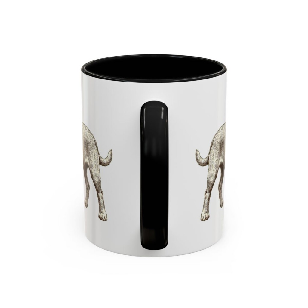 11oz Basset Fauve de Bretagne Dog Dad Mug, Black, back view