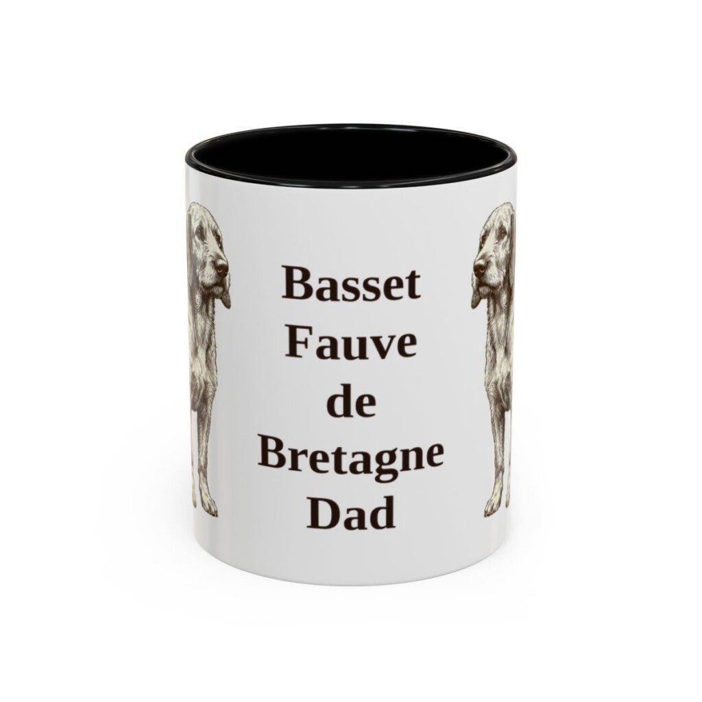 11oz Basset Fauve de Bretagne Dog Dad Mug, Black, front view