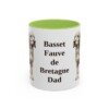 11oz Basset Fauve de Bretagne Dog Dad Mug, Light Green, front view