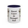 11oz Basset Fauve de Bretagne Dog Dad Mug, Navy, front view