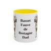 11oz Basset Fauve de Bretagne Dog Dad Mug, Yellow, front view