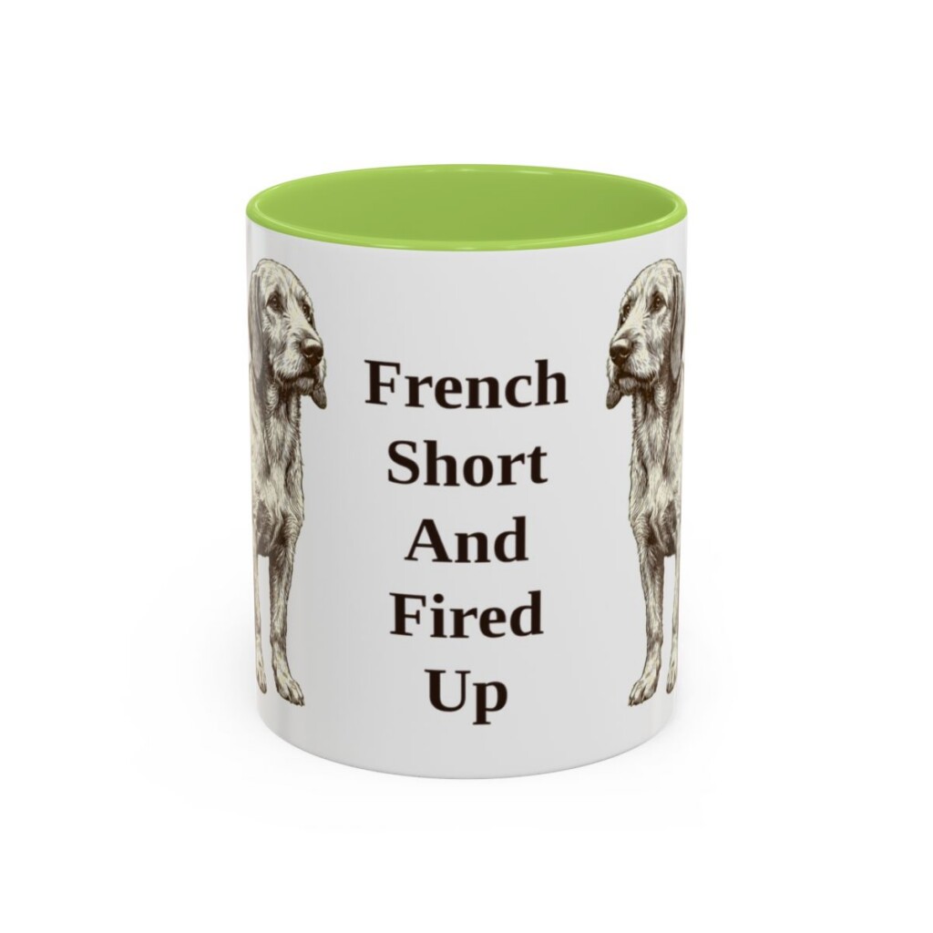 11oz Funny Basset Fauve de Bretagne Mug, Light Green, front view