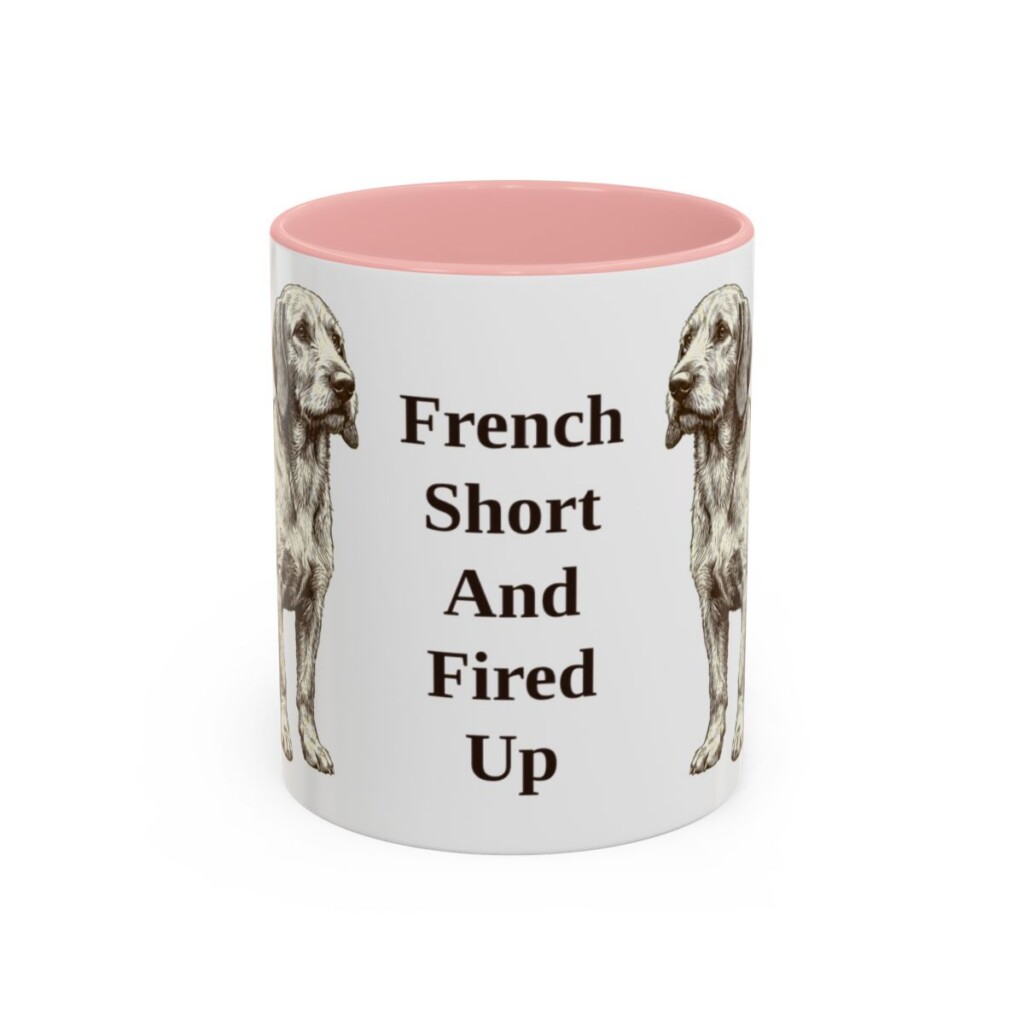 11oz Funny Basset Fauve de Bretagne Mug, Pink, front view