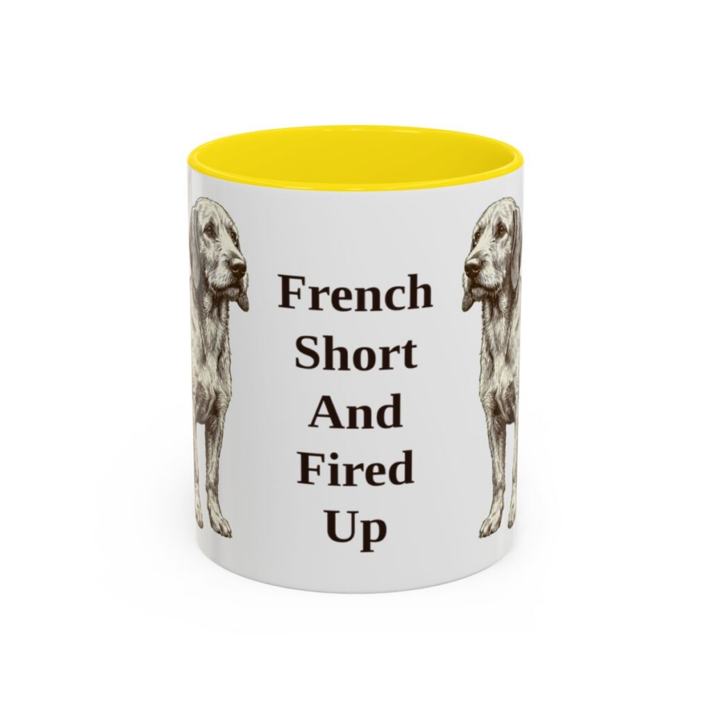 11oz Funny Basset Fauve de Bretagne Mug, Yellow, front view