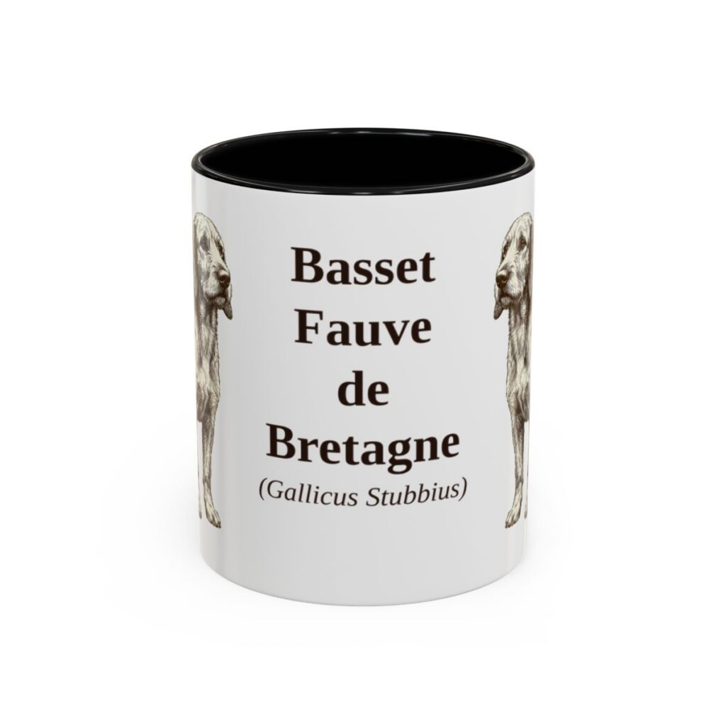 11oz Basset Fauve de Bretagne Latin Mug, Black, front view