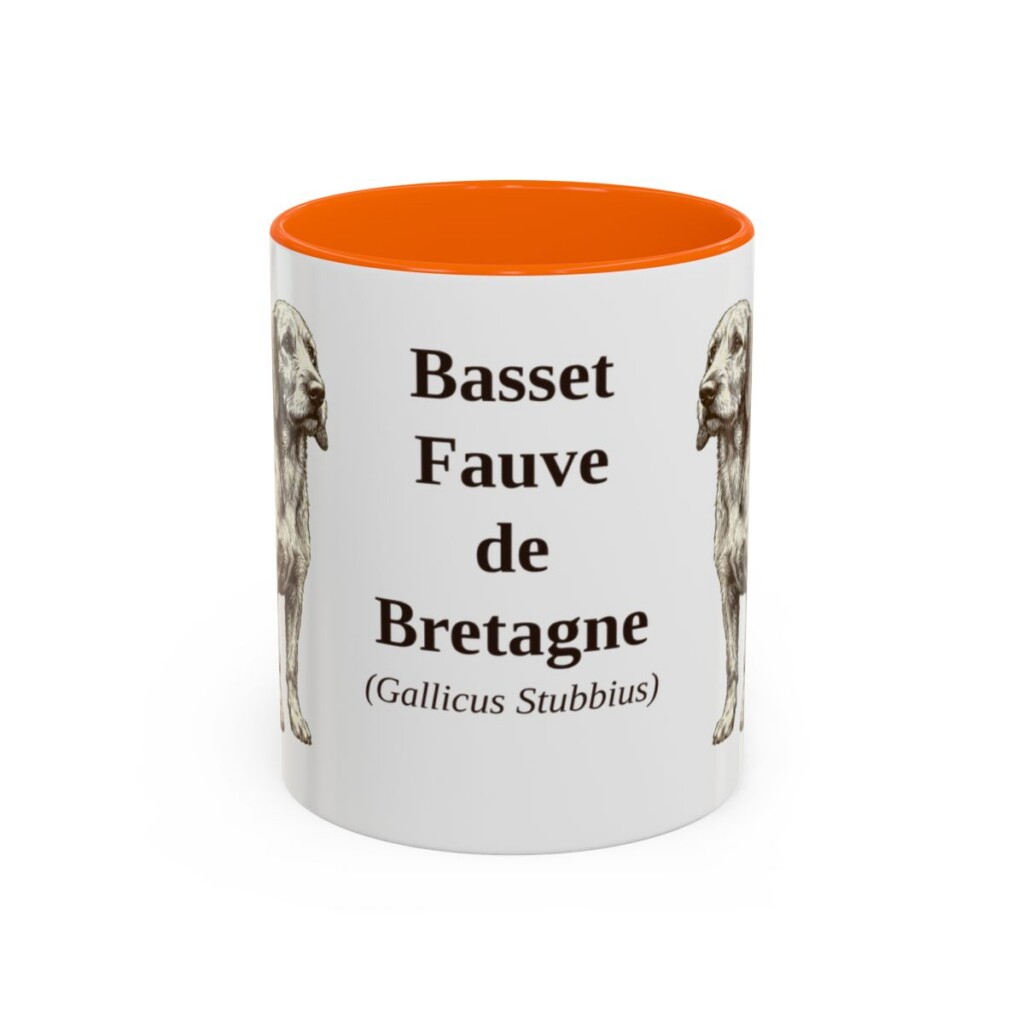 11oz Basset Fauve de Bretagne Latin Mug, Orange, front view