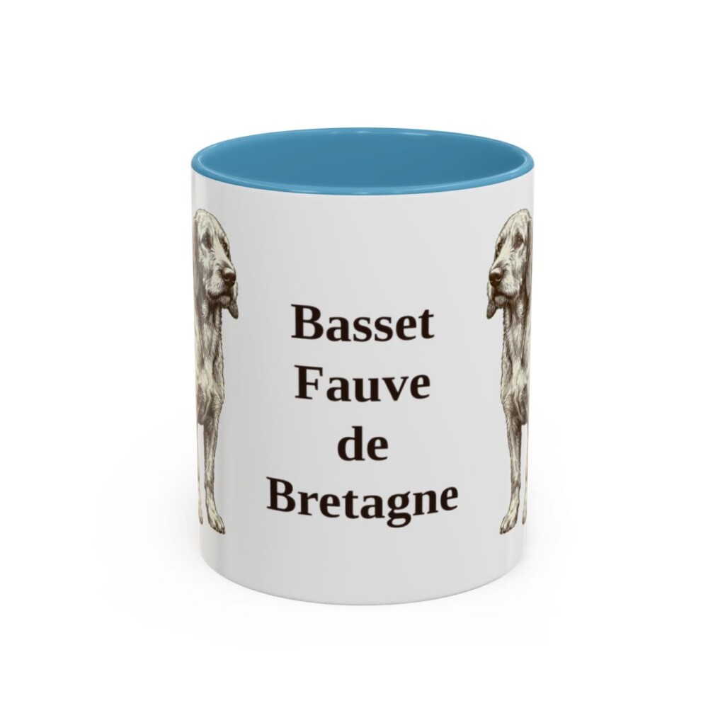 11oz-basset-fauve-de-bretagne-mug-light-blue 11oz Basset Fauve de Bretagne Mug, Light Blue, front view