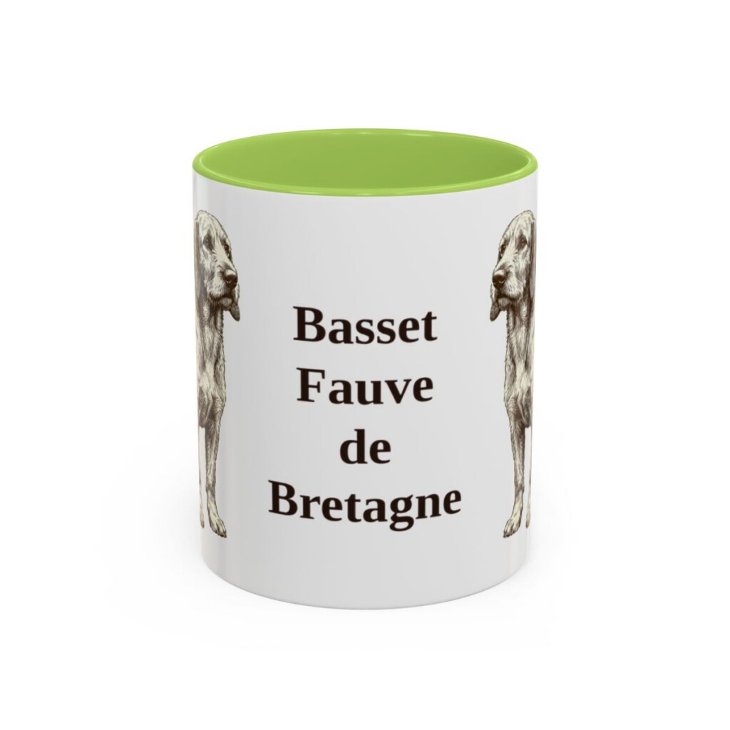11oz-basset-fauve-de-bretagne-mug-light-green 11oz Basset Fauve de Bretagne Mug, Light Green, front view