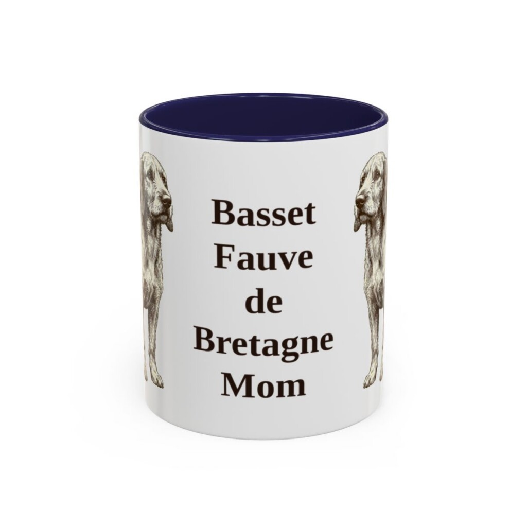 11oz-basset-fauve-de-bretagne-mug-mom-navy 11oz Basset Fauve de Bretagne Dog Mom Mug, Navy, front view