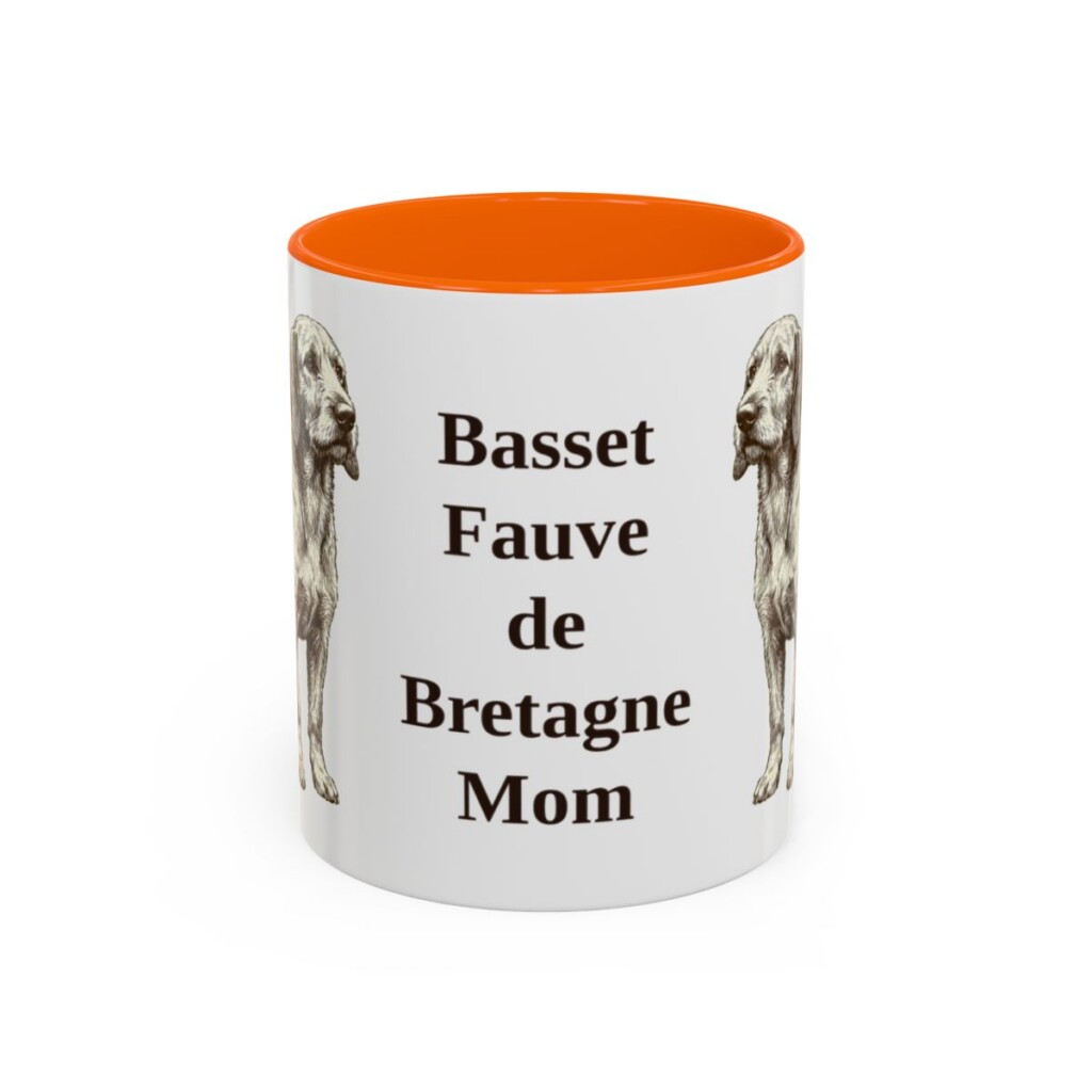11oz-basset-fauve-de-bretagne-mug-mom-orange 11oz Basset Fauve de Bretagne Dog Mom Mug, Orange, front view