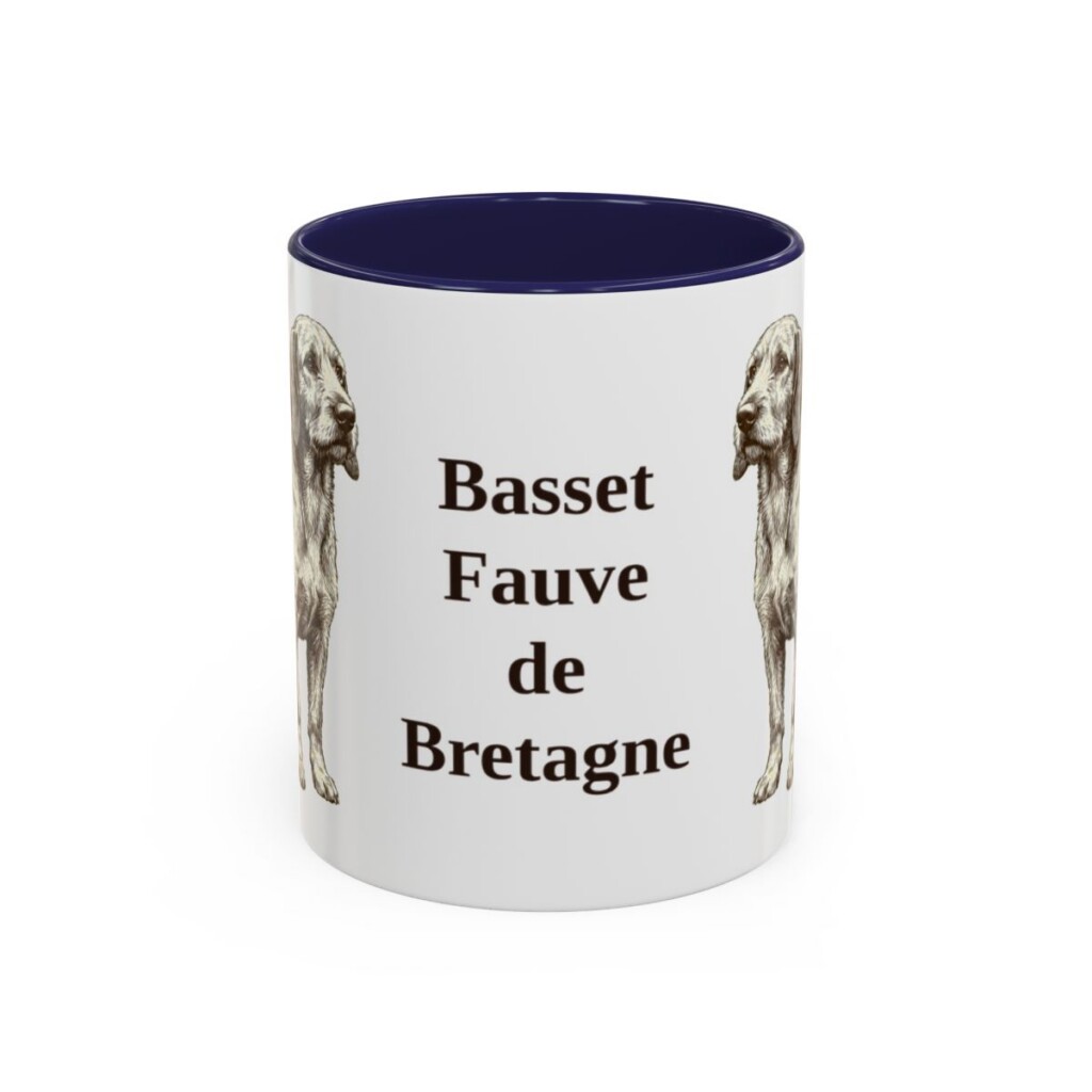 11oz-basset-fauve-de-bretagne-mug-navy 11oz Basset Fauve de Bretagne Mug, Navy, front view