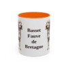 11oz-basset-fauve-de-bretagne-mug-orange 11oz Basset Fauve de Bretagne Mug, Orange, front view