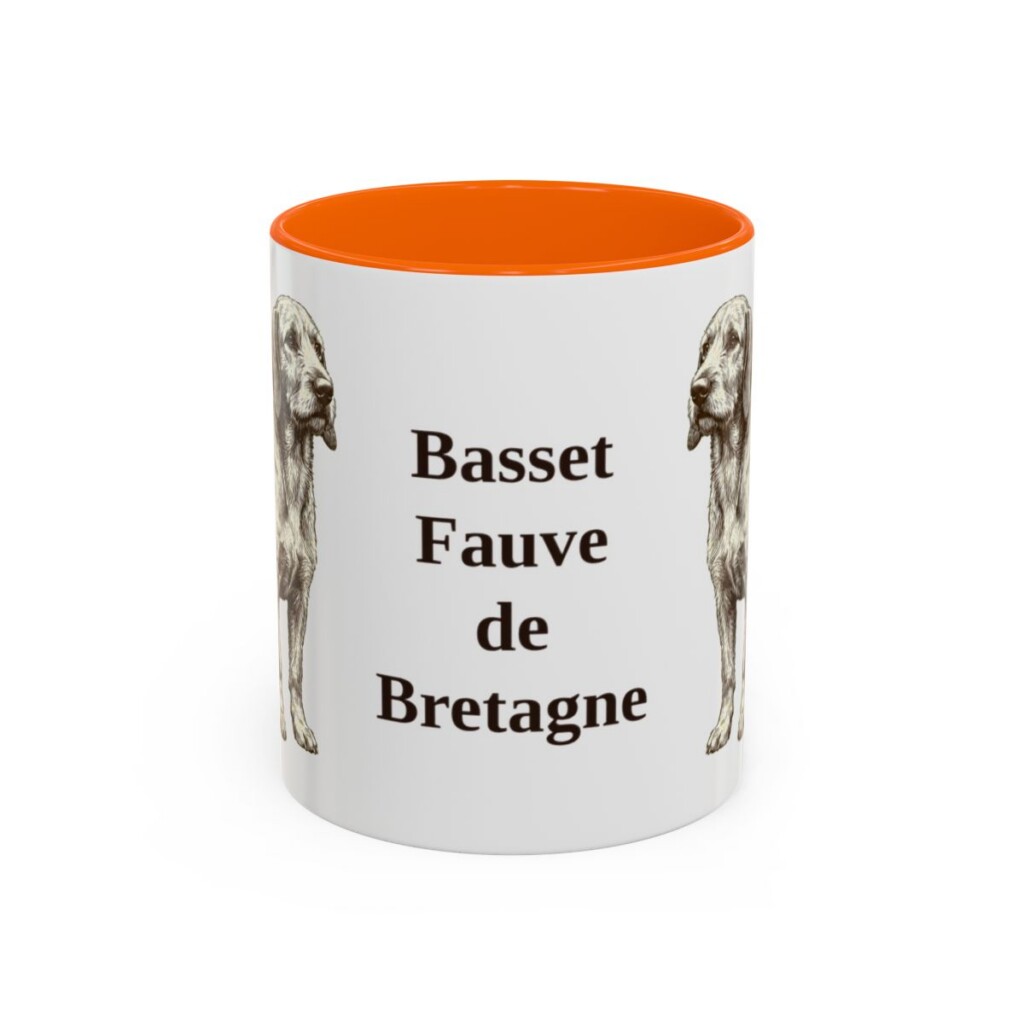 11oz-basset-fauve-de-bretagne-mug-orange 11oz Basset Fauve de Bretagne Mug, Orange, front view