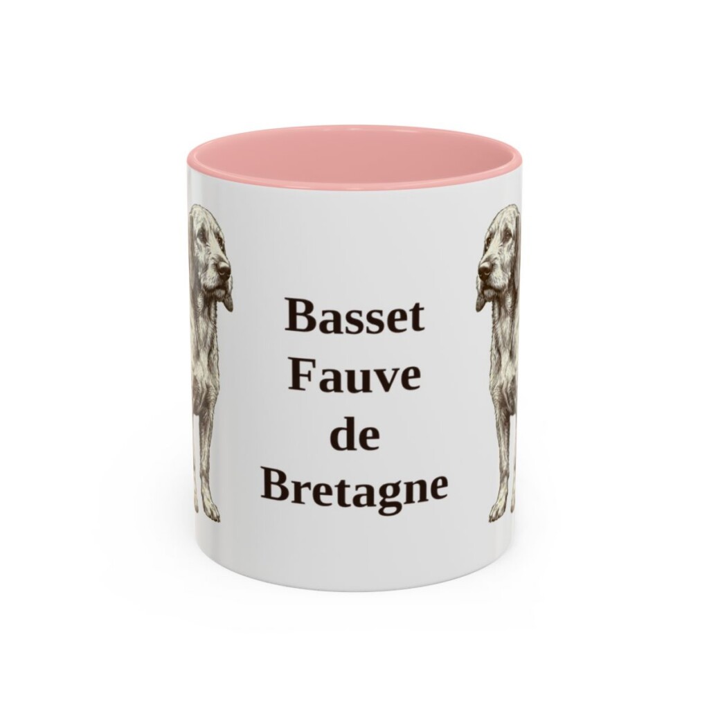 11oz-basset-fauve-de-bretagne-mug-pink 11oz Basset Fauve de Bretagne Mug, Pink, front view