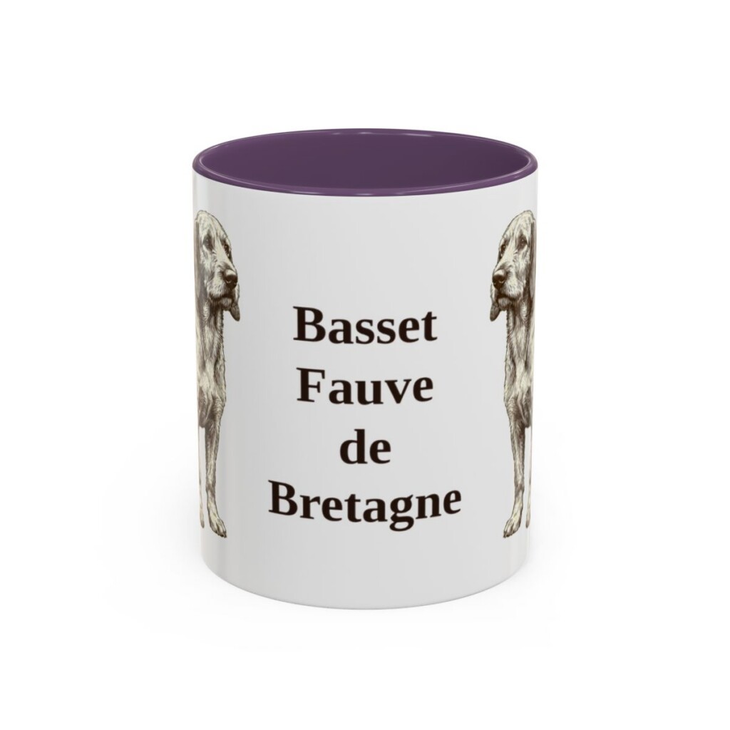 11oz-basset-fauve-de-bretagne-mug-purple 11oz Basset Fauve de Bretagne Mug, Purple, front view