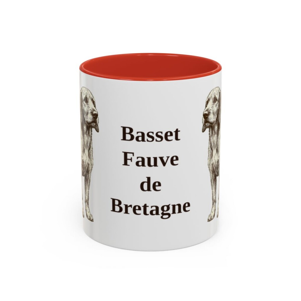 11oz-basset-fauve-de-bretagne-mug-red 11oz Basset Fauve de Bretagne Mug, Red, front view