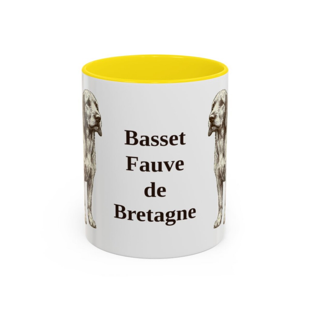 11oz-basset-fauve-de-bretagne-mug-yellow 11oz Basset Fauve de Bretagne Mug, Yellow, front view