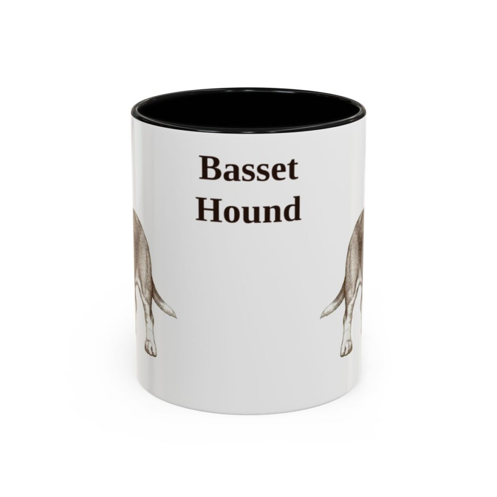 11oz-basset-hound-mug-black-front 11oz Basset Hound Mug, Black, front view