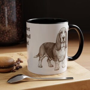 11oz Basset Hound Dog Dad Mug, Black, lifestyle photo