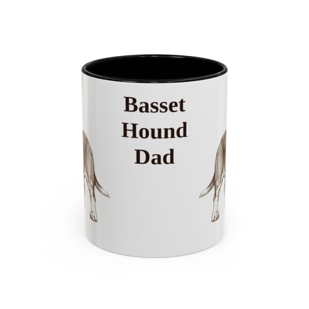 11oz-basset-hound-mug-dad-black-front 11oz Basset Hound Dog Dad Mug, Black, front view
