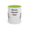11oz-basset-hound-mug-dad-light-green 11oz Basset Hound Dog Dad Mug, Light Green, front view