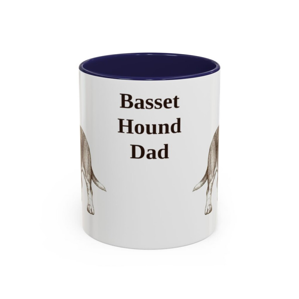 11oz-basset-hound-mug-dad-navy 11oz Basset Hound Dog Dad Mug, Navy, front view
